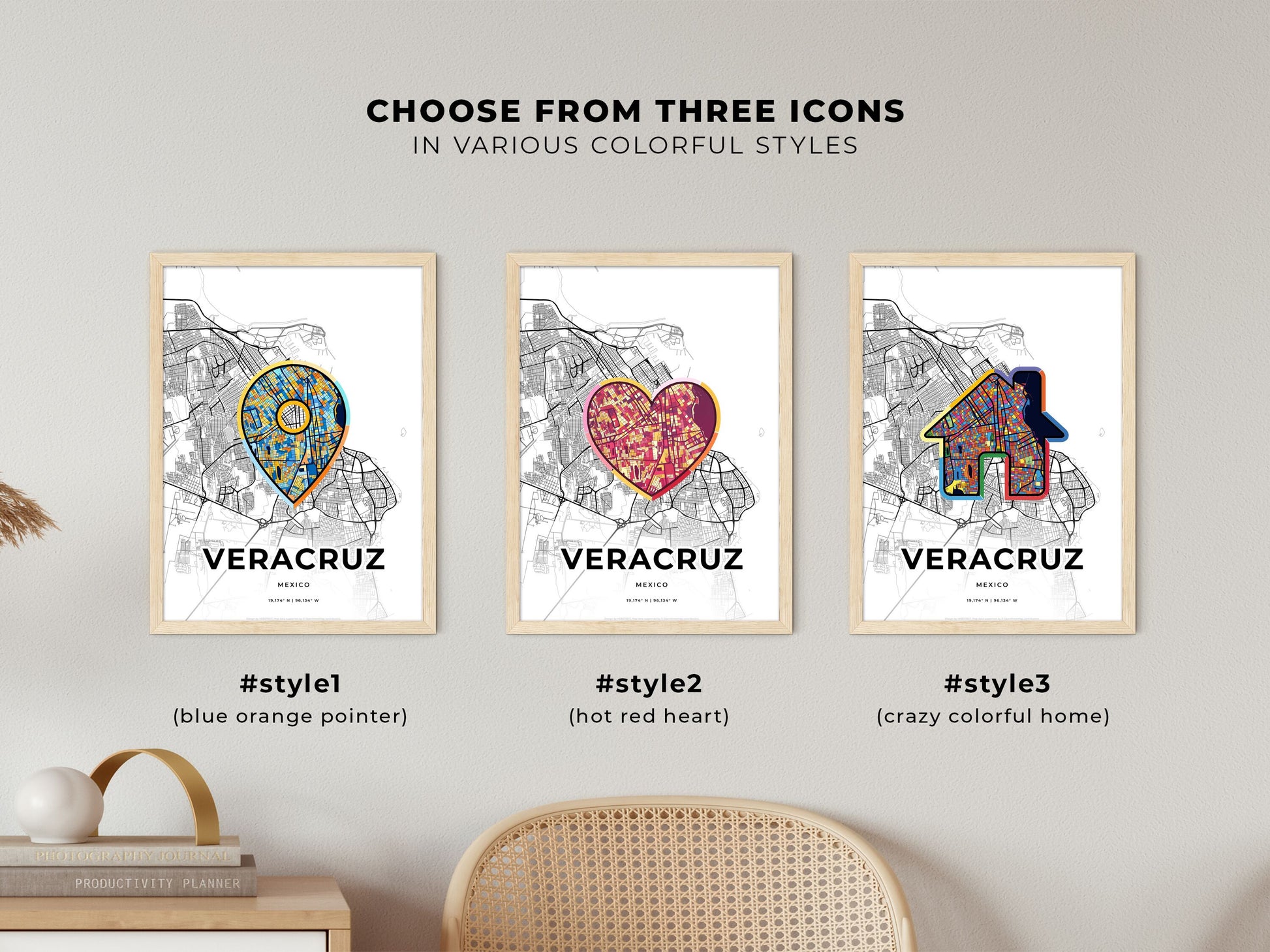Veracruz Mexico maps with colorful icons