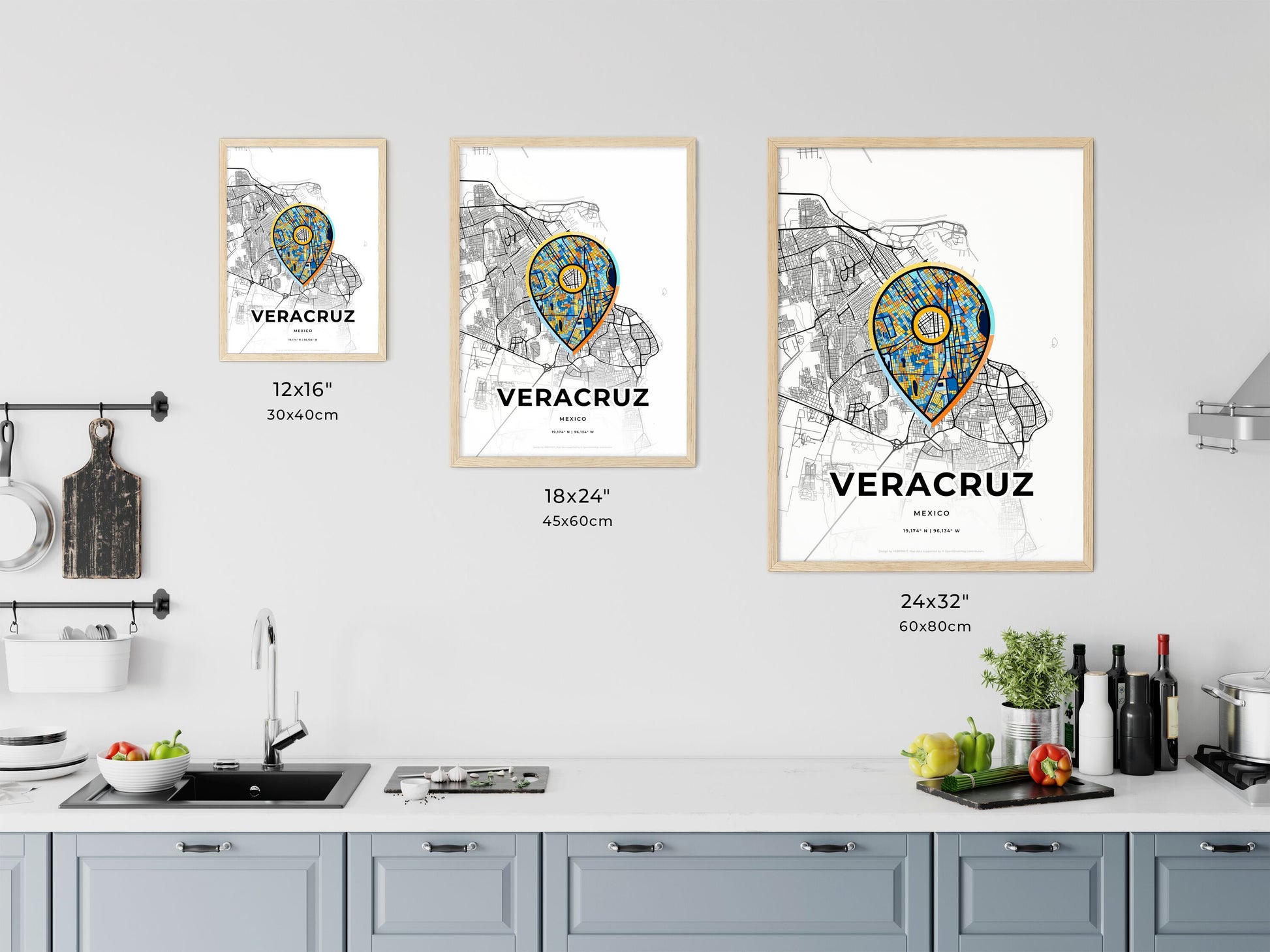 Veracruz Mexico art map size chart
