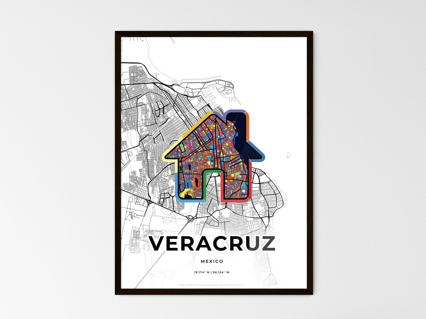 Veracruz Mexico wedding art map with home icon