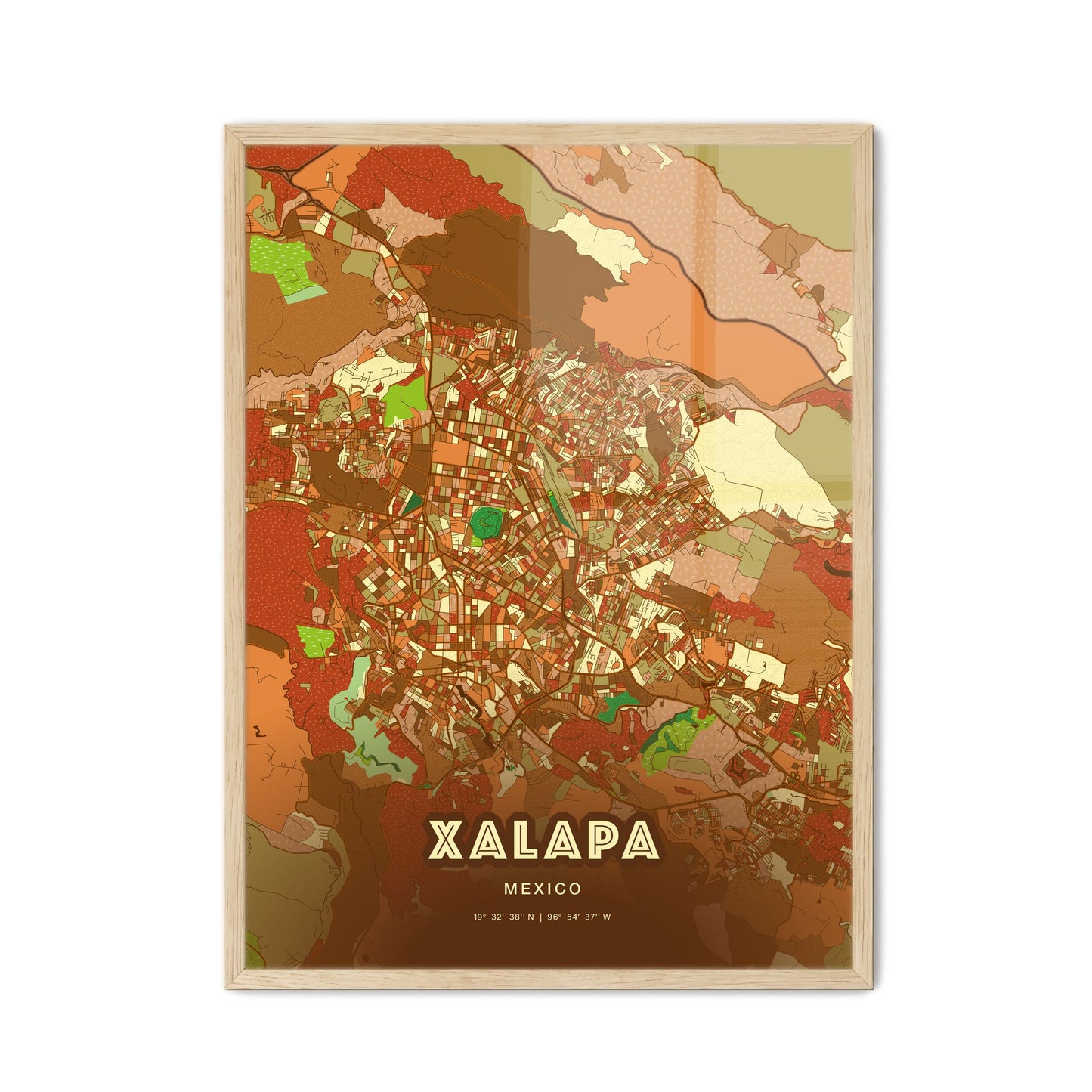 Colorful XALAPA MEXICO Fine Art Map Farmhouse