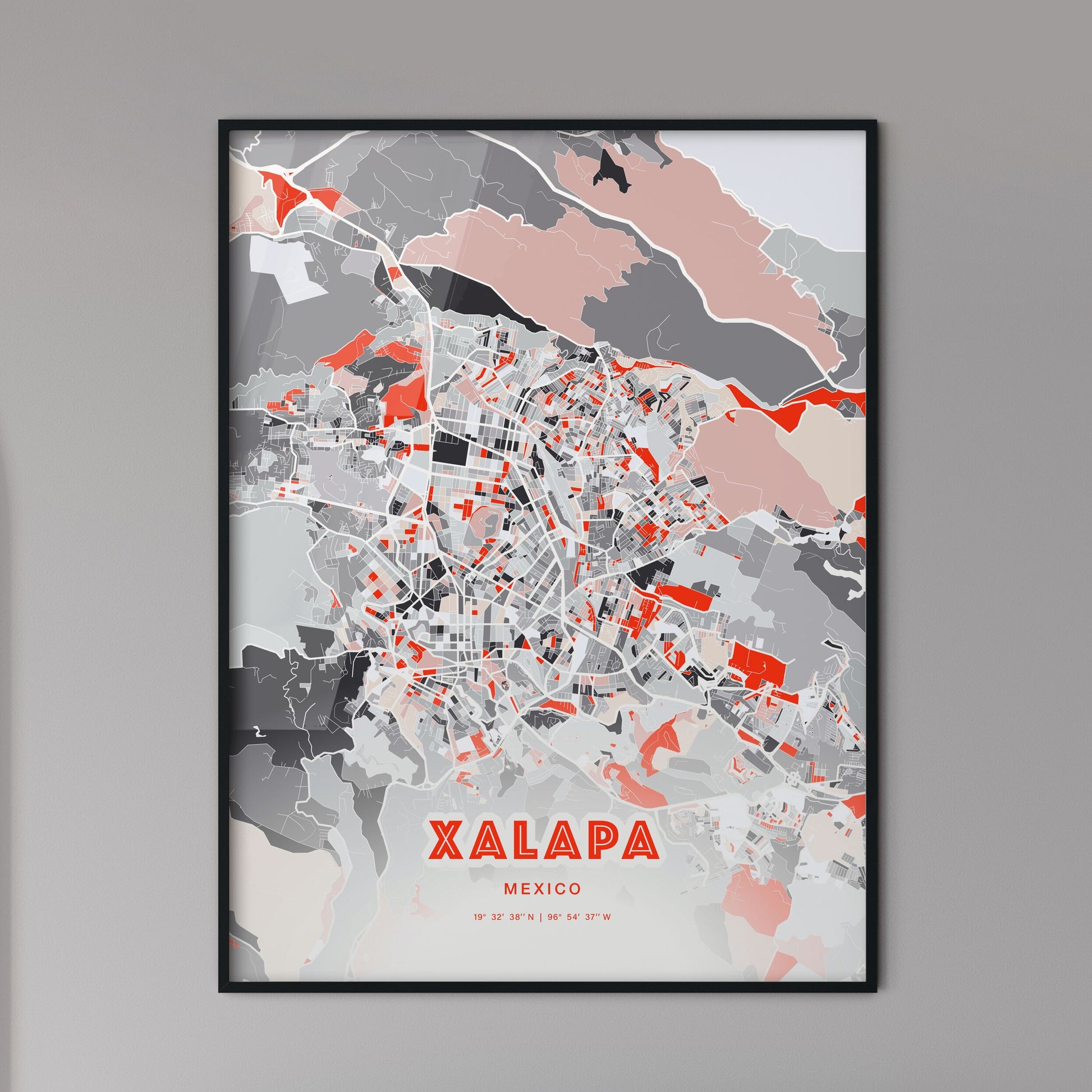 Colorful XALAPA MEXICO Fine Art Map Modern