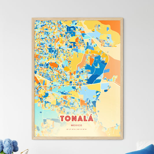 Colorful TONALÁ MEXICO Fine Art Map Blue Orange