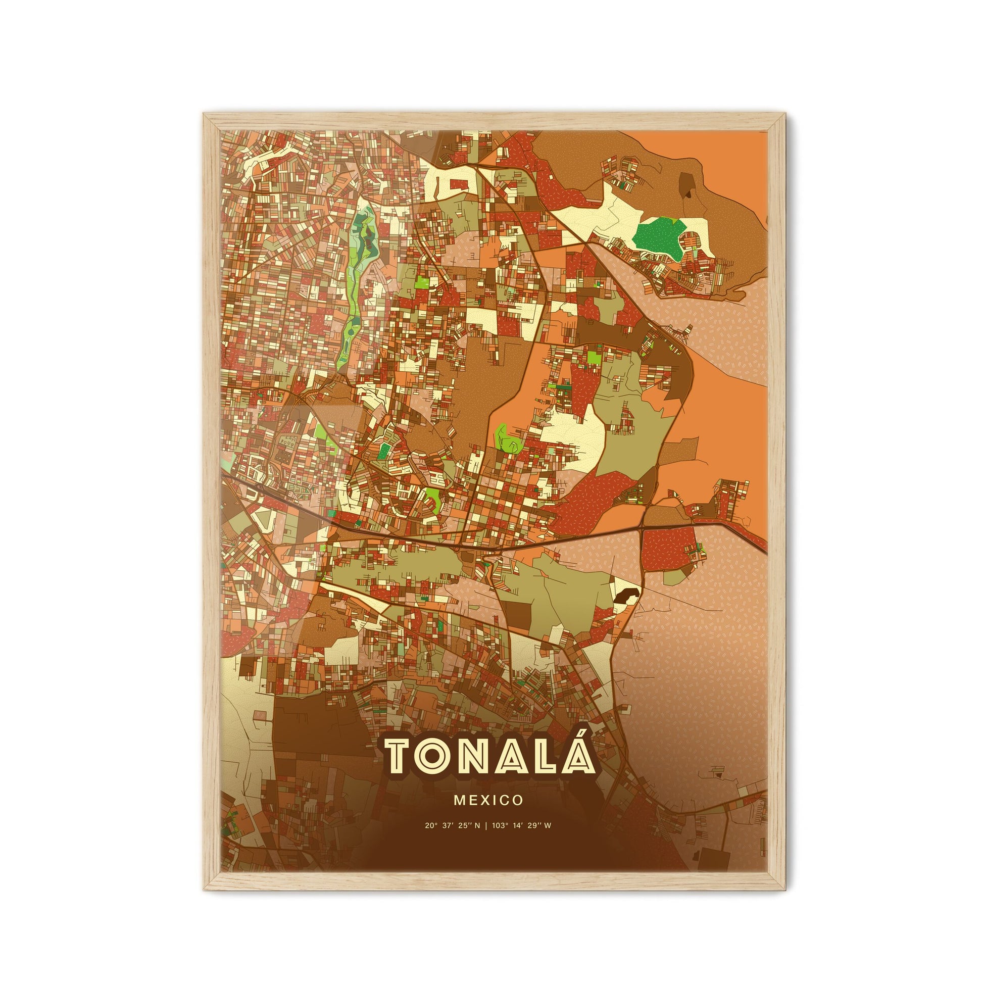 Colorful TONALÁ MEXICO Fine Art Map Farmhouse