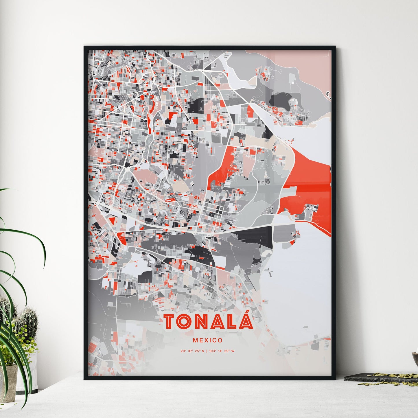 Colorful TONALÁ MEXICO Fine Art Map Modern