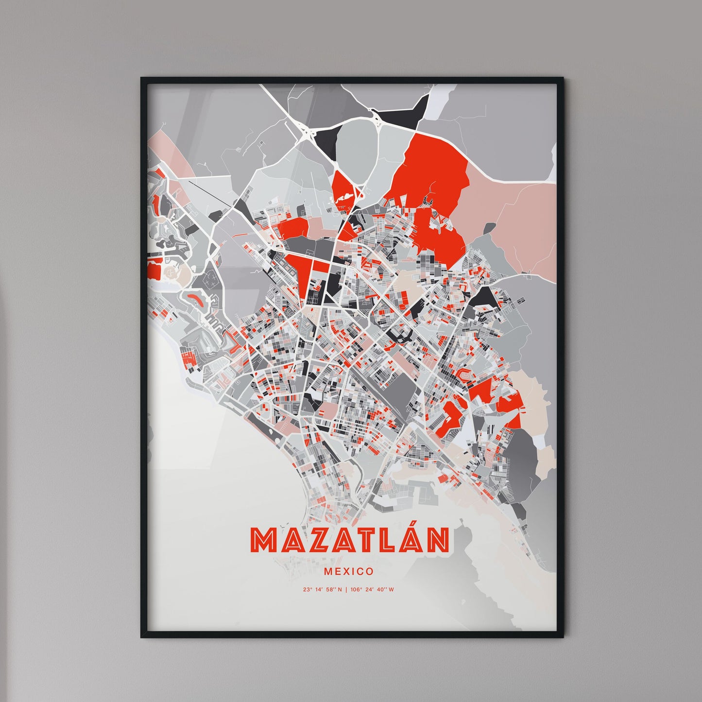 Colorful MAZATLÁN MEXICO Fine Art Map Modern