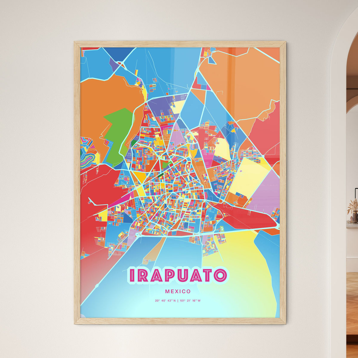 Colorful IRAPUATO MEXICO Fine Art Map Crazy Colors