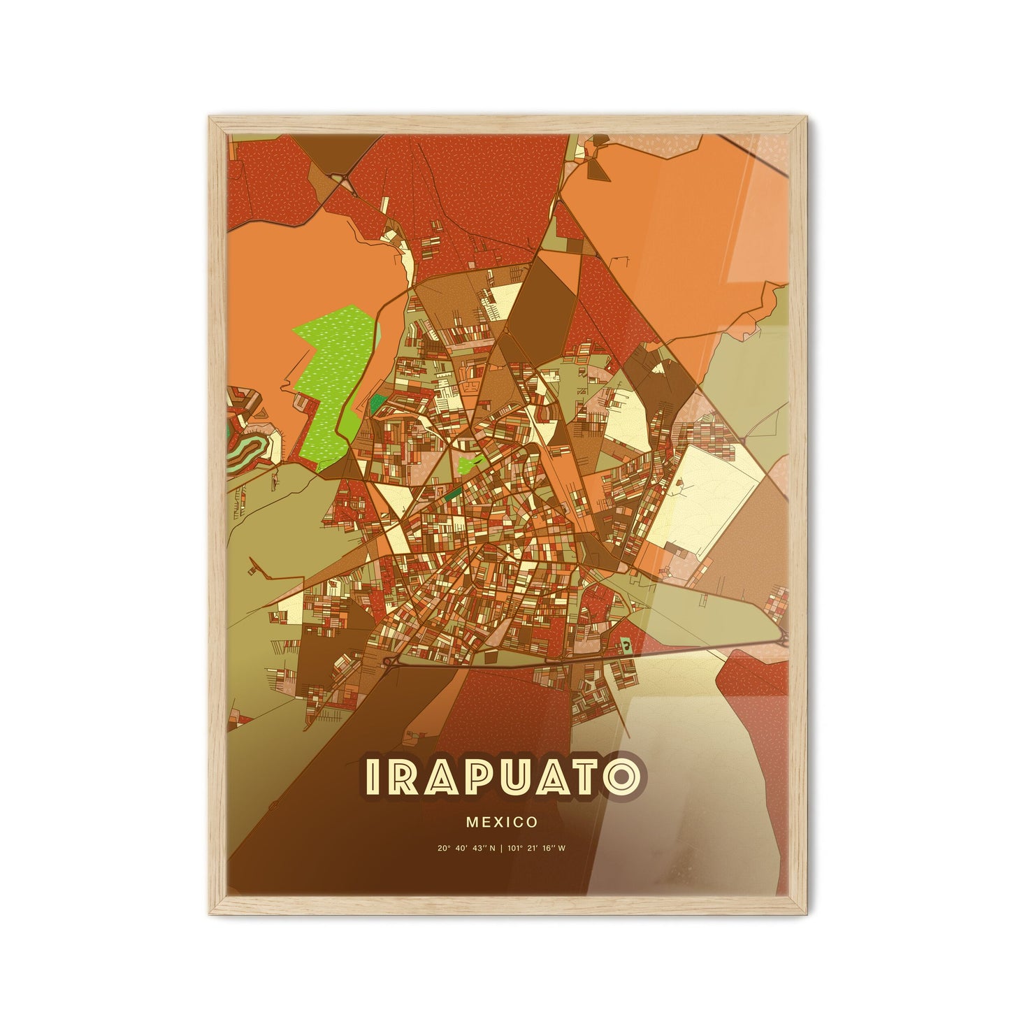 Colorful IRAPUATO MEXICO Fine Art Map Farmhouse