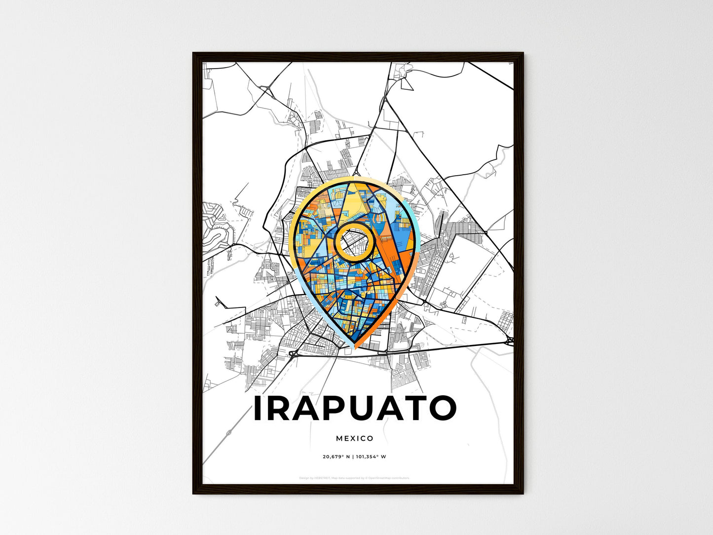 Irapuato Mexico wedding art map with pointer icon