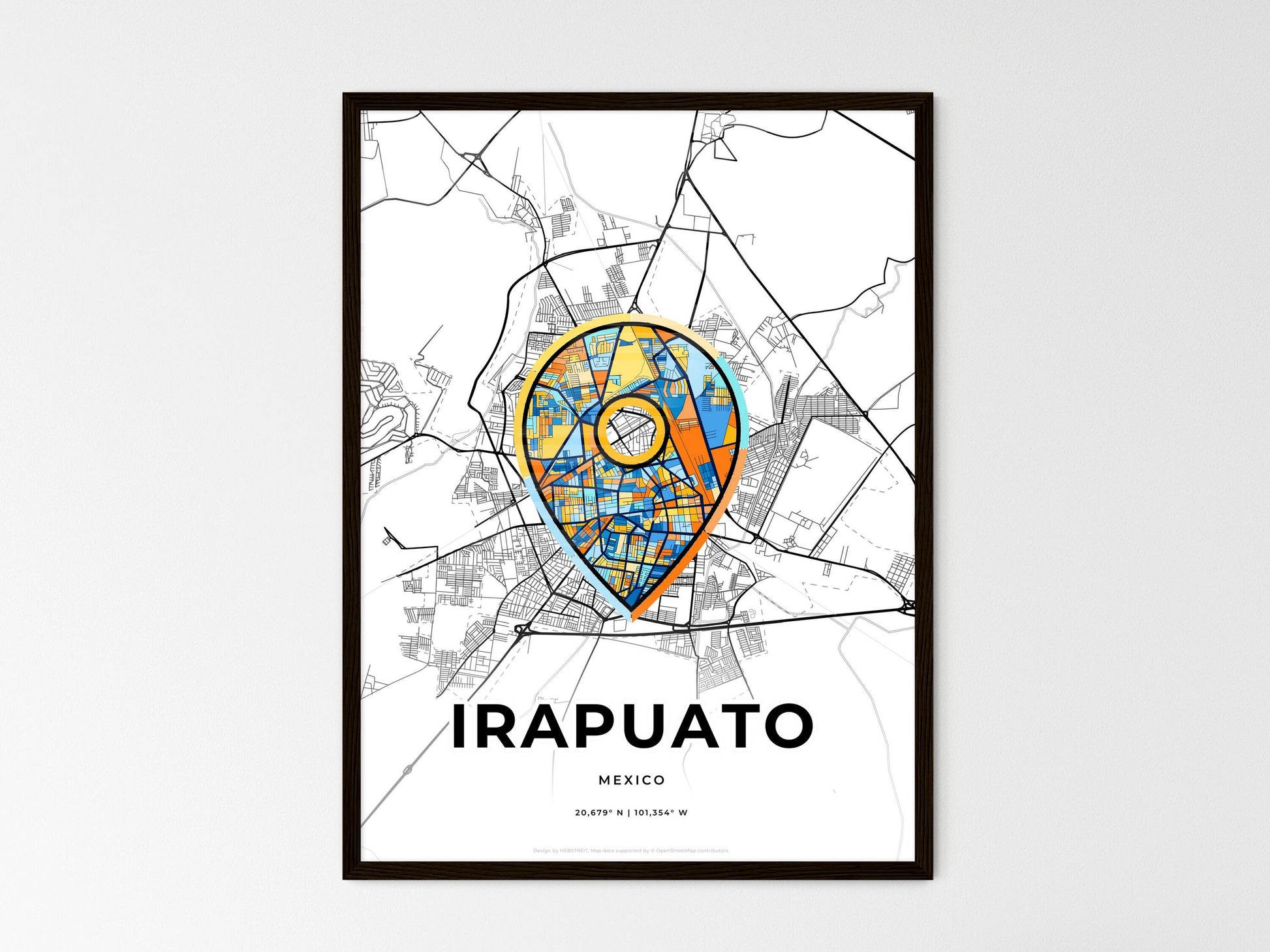 Irapuato Mexico wedding art map with pointer icon