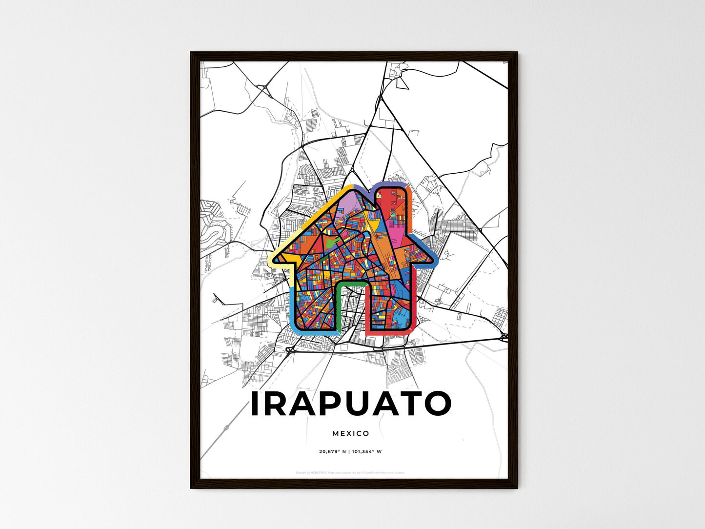 Irapuato Mexico wedding art map with home icon