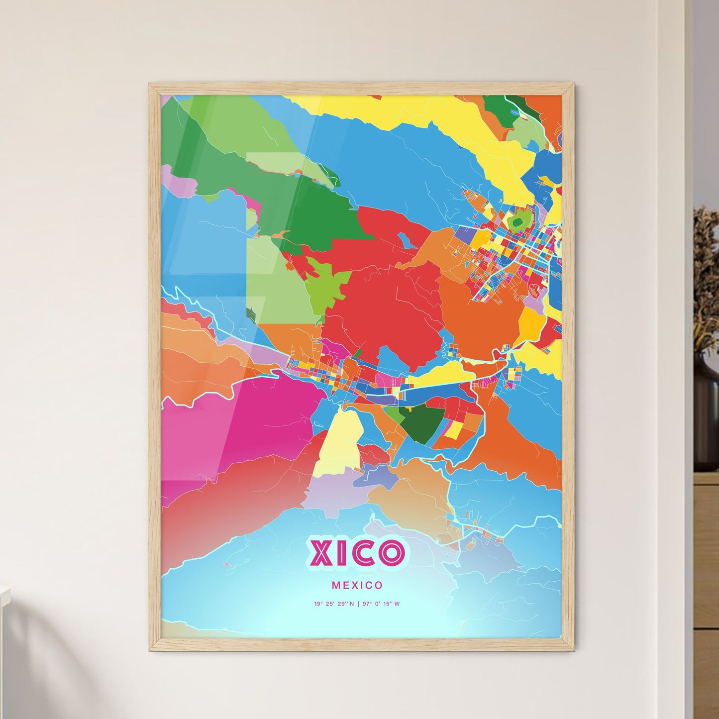 Colorful XICO MEXICO Fine Art Map Crazy Colors