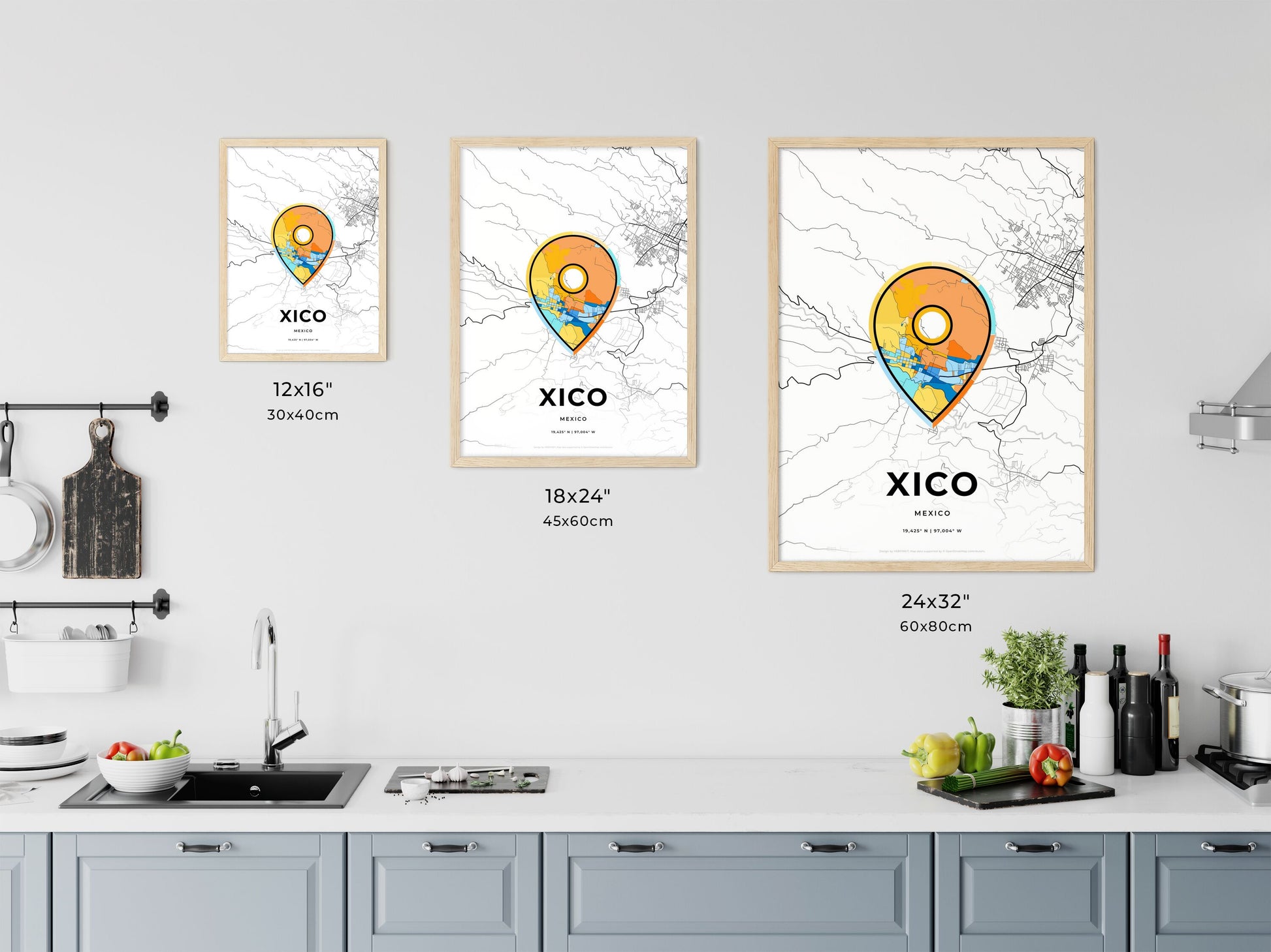 Xico Mexico art map size chart