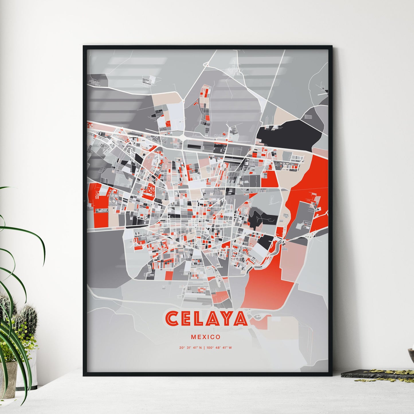 Colorful CELAYA MEXICO Fine Art Map Modern