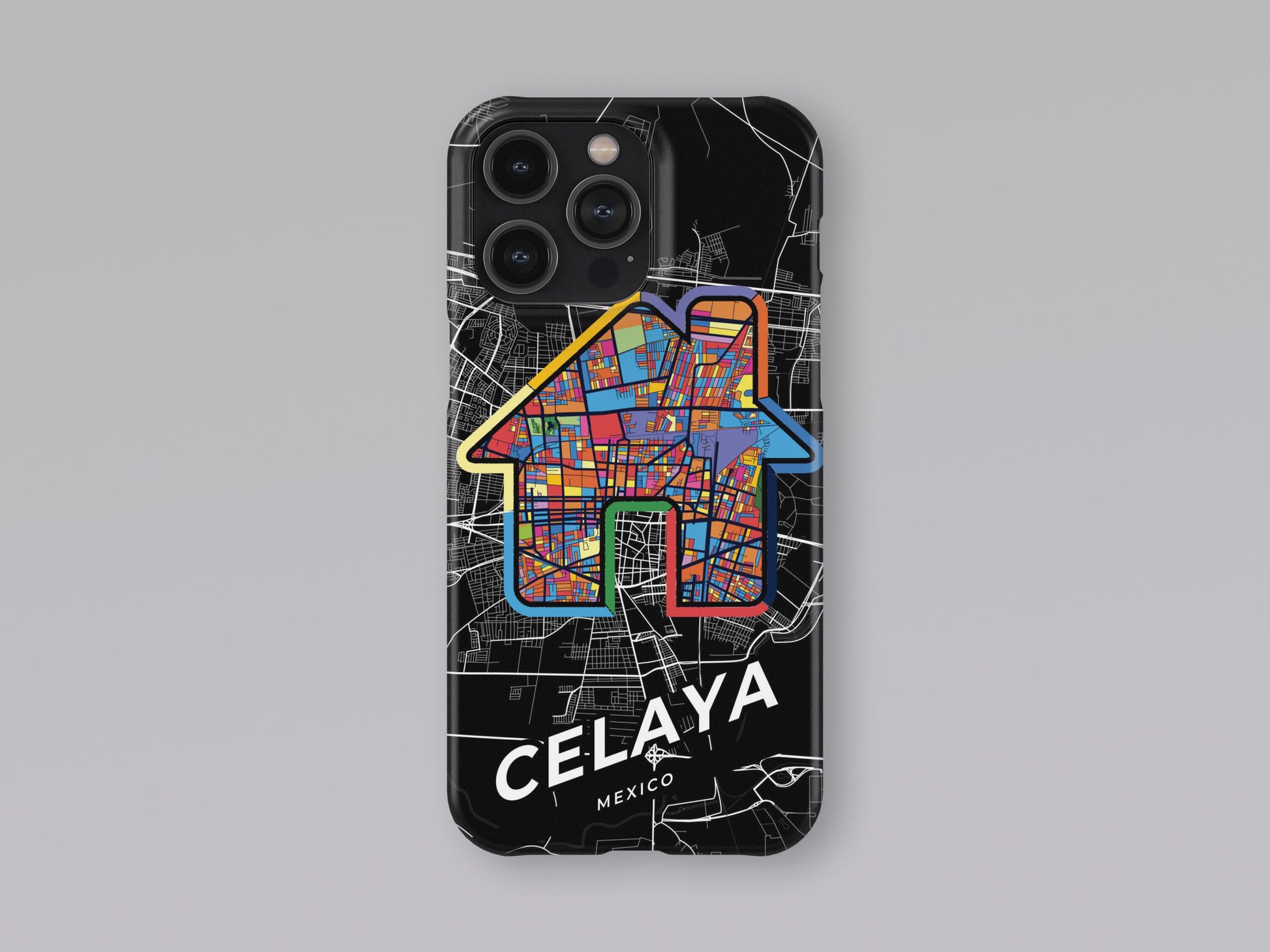 Celaya Mexico slim phone case with colorful icon. Birthday, wedding or housewarming gift. Couple match cases. 3