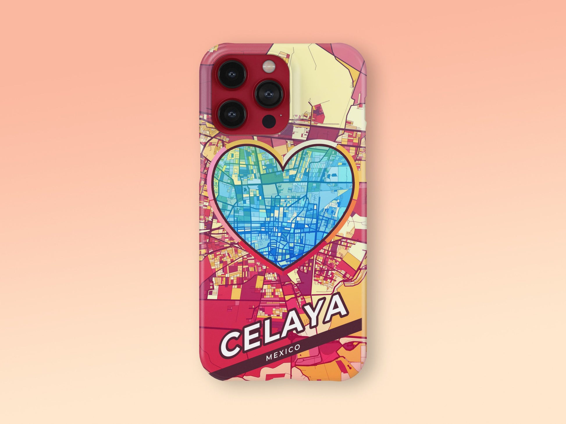 Celaya Mexico slim phone case with colorful icon. Birthday, wedding or housewarming gift. Couple match cases. 2