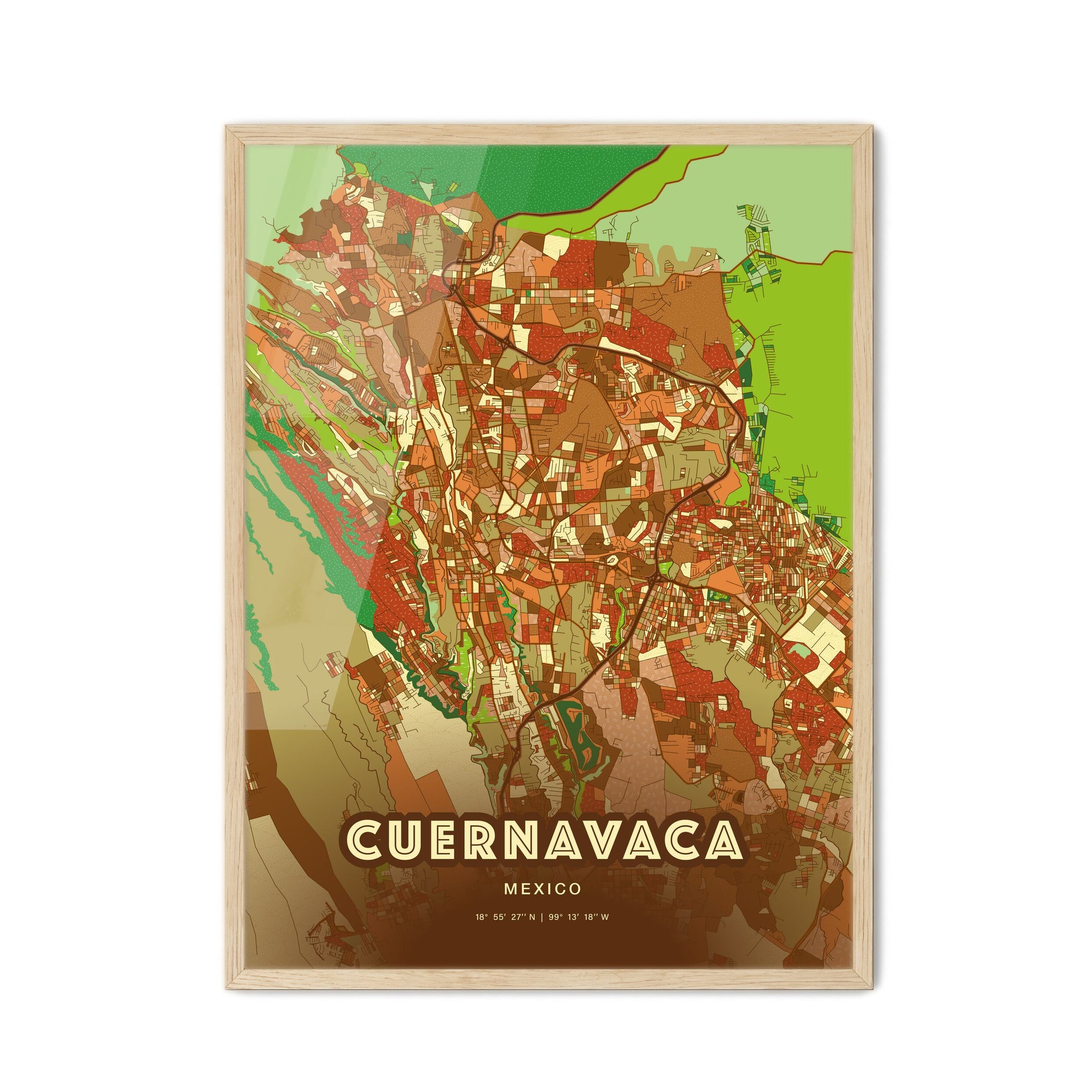 Colorful CUERNAVACA MEXICO Fine Art Map Farmhouse