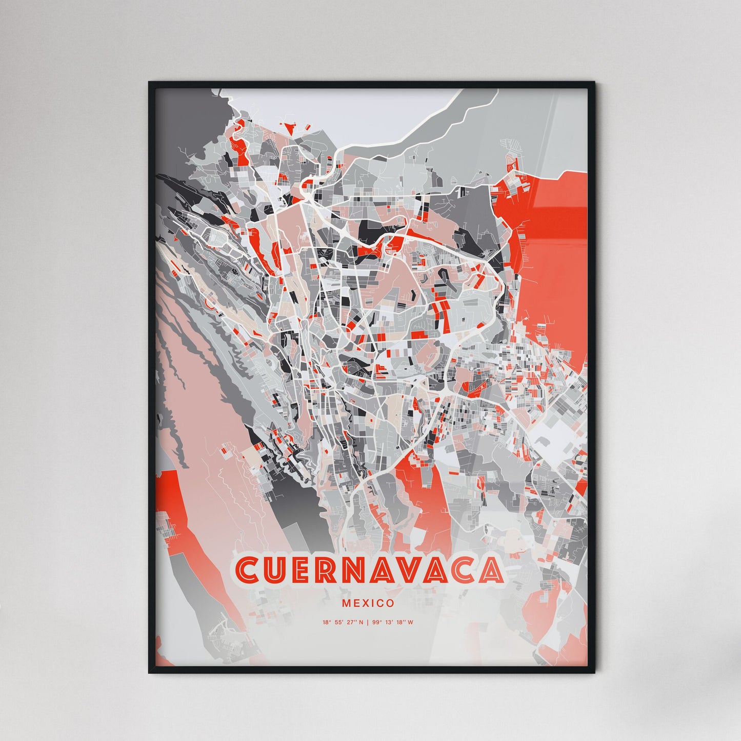 Colorful CUERNAVACA MEXICO Fine Art Map Modern