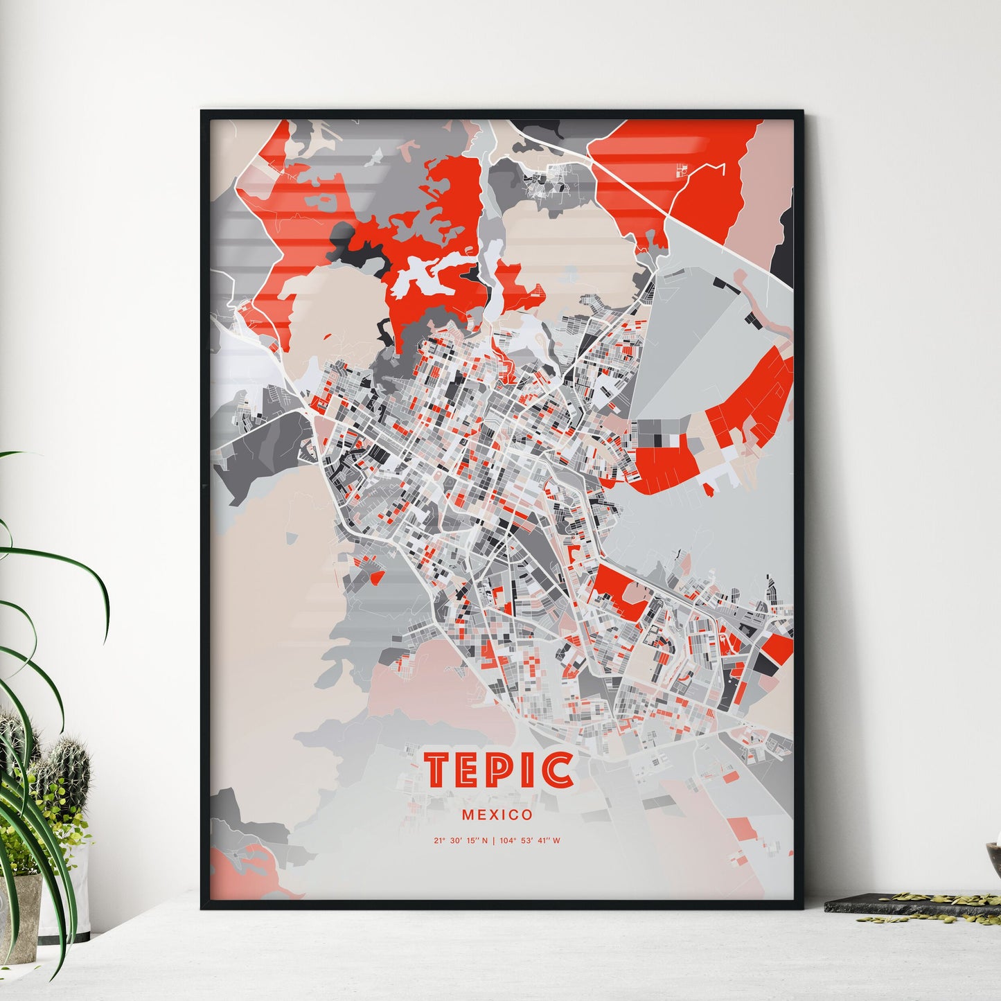 Colorful TEPIC MEXICO Fine Art Map Modern