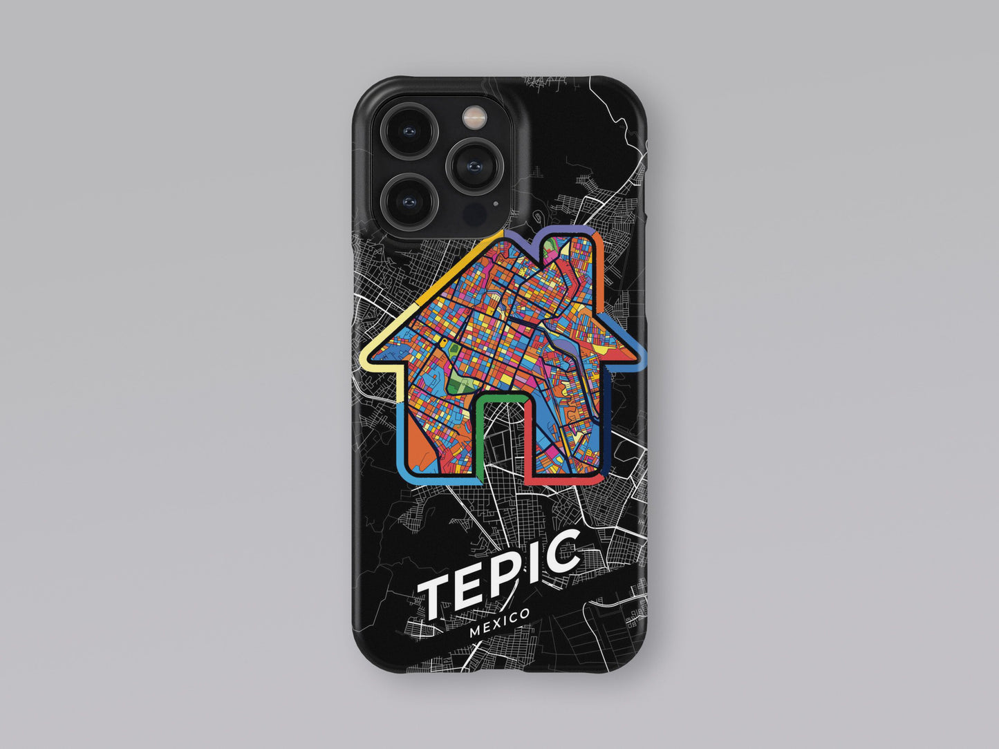 Tepic Mexico slim phone case with colorful icon 3