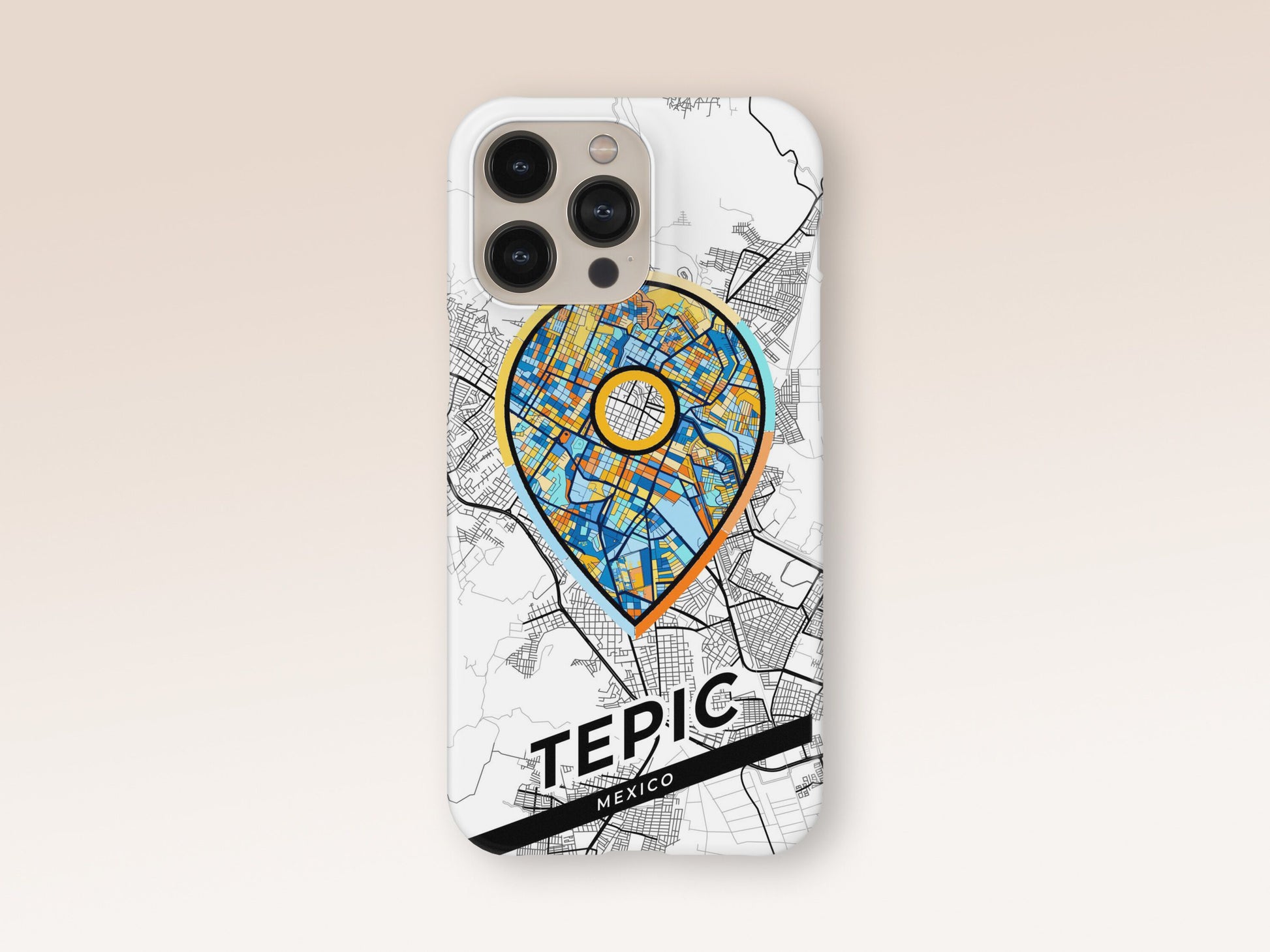 Tepic Mexico slim phone case with colorful icon 1
