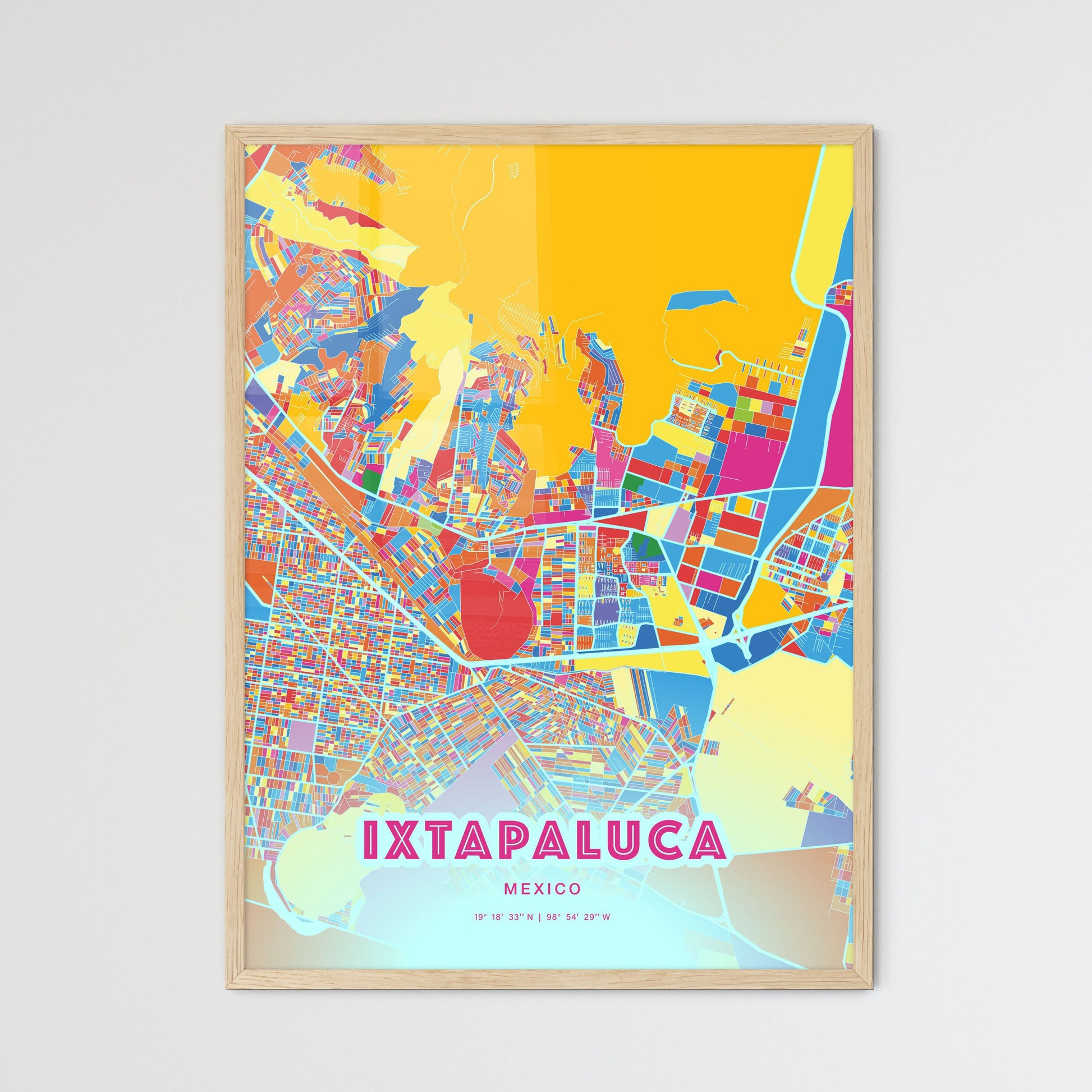 Colorful IXTAPALUCA MEXICO Fine Art Map Crazy Colors