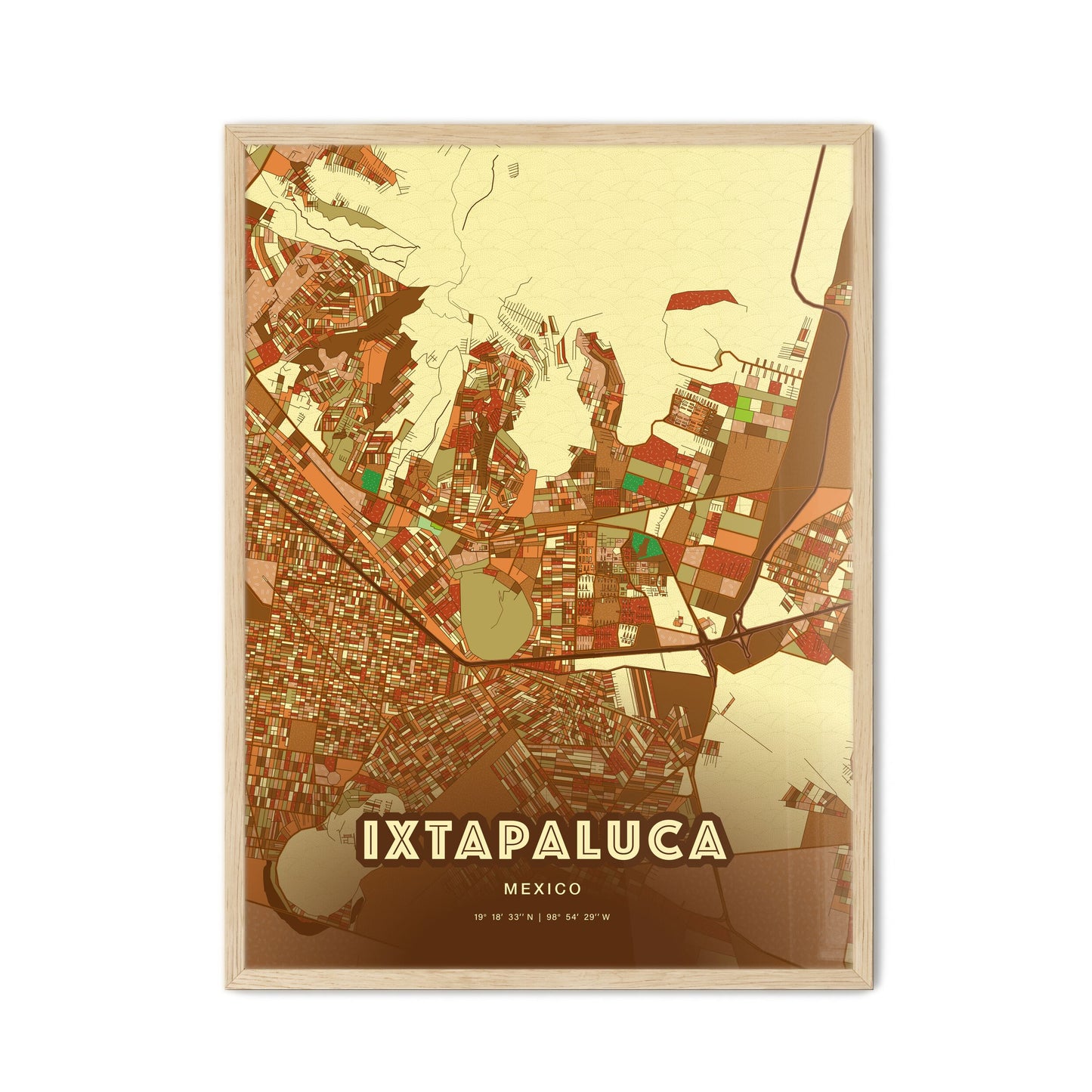 Colorful IXTAPALUCA MEXICO Fine Art Map Farmhouse