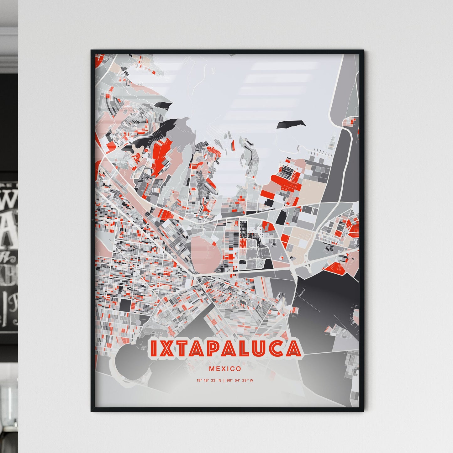 Colorful IXTAPALUCA MEXICO Fine Art Map Modern