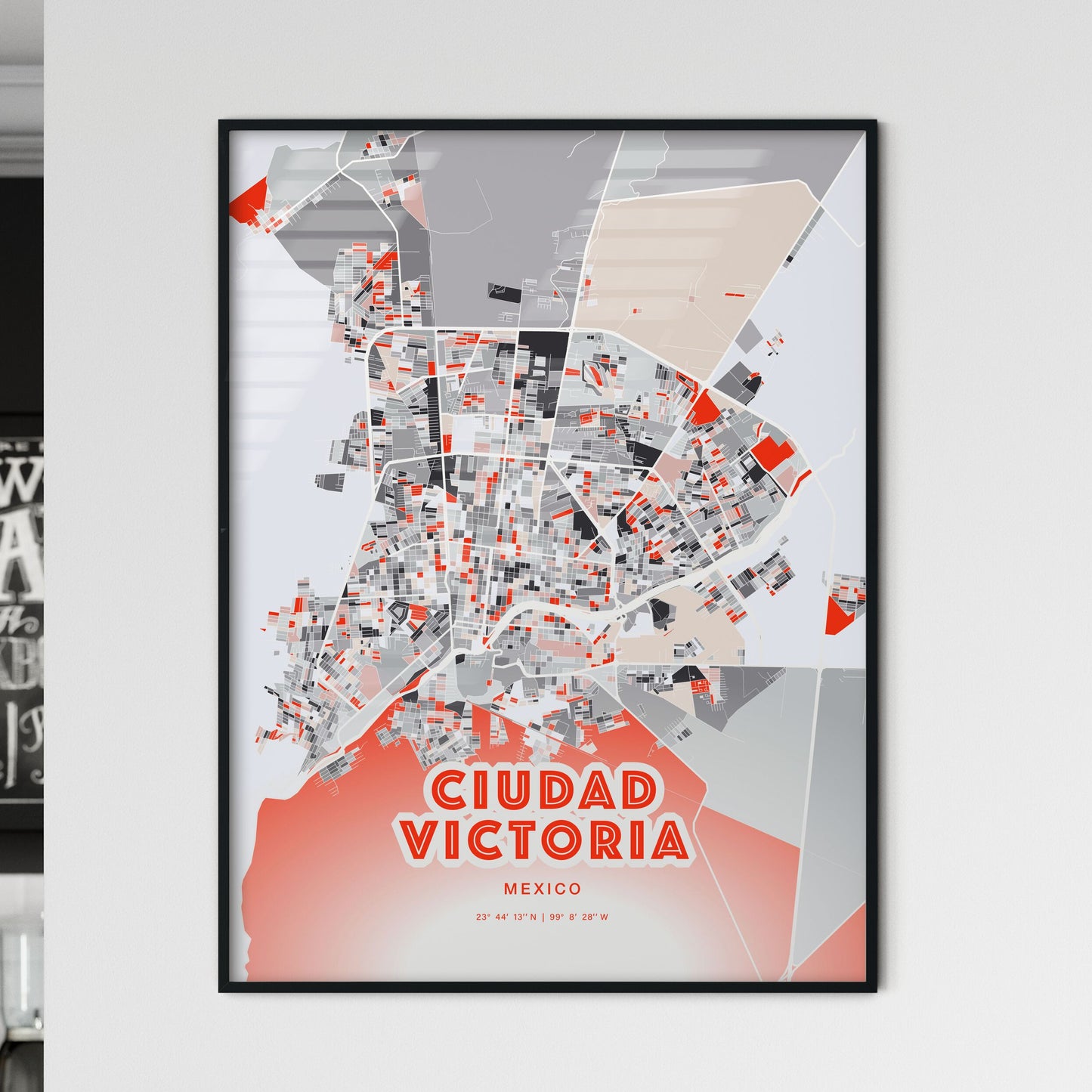 Colorful CIUDAD VICTORIA MEXICO Fine Art Map Modern