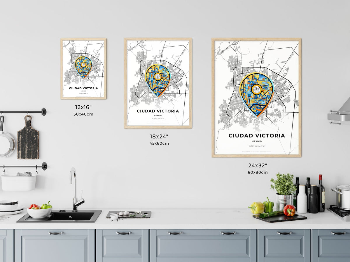 Ciudad Victoria Mexico art map size chart