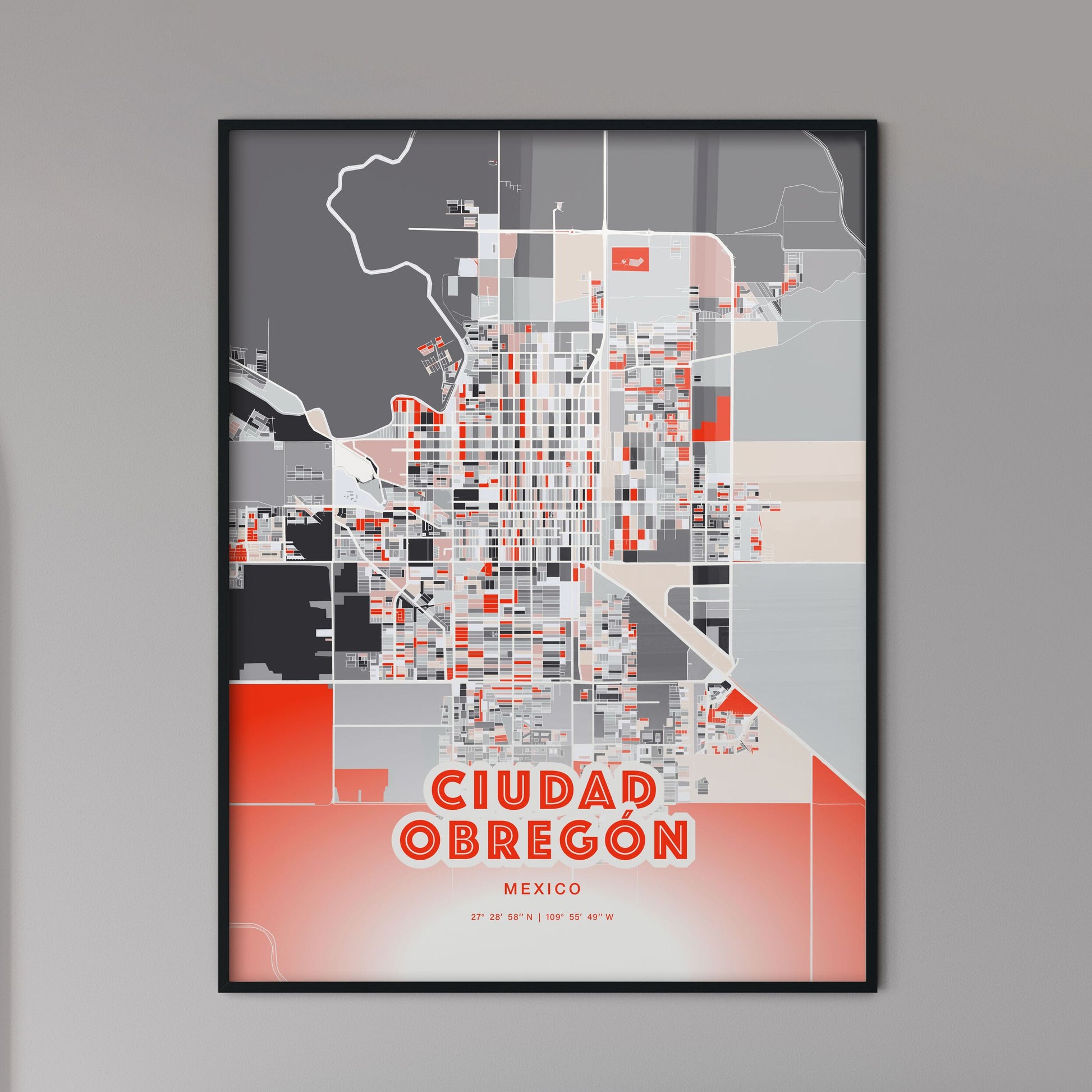 Colorful CIUDAD OBREGÓN MEXICO Fine Art Map Modern