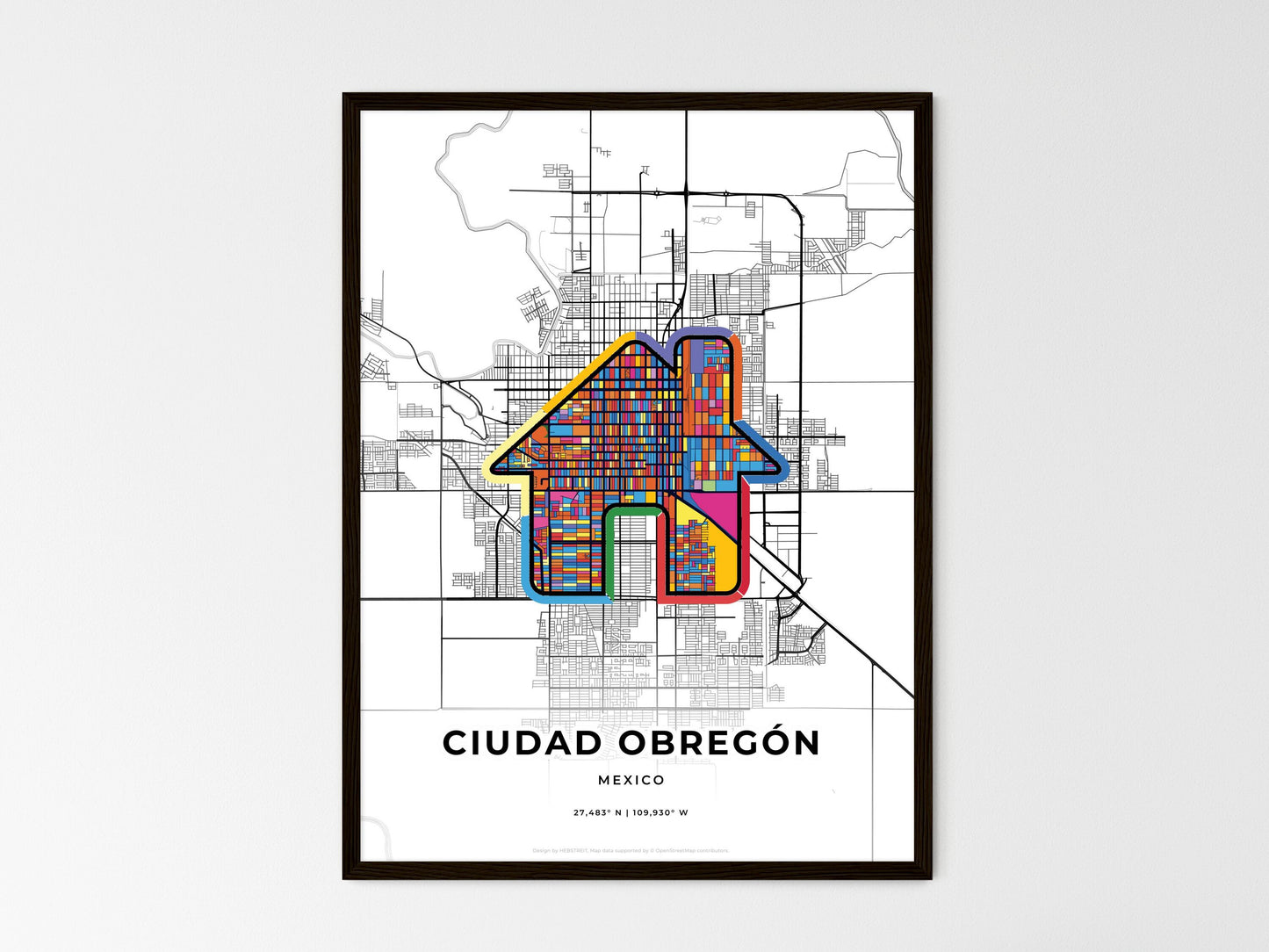 Ciudad Obregón Mexico wedding art map with home icon