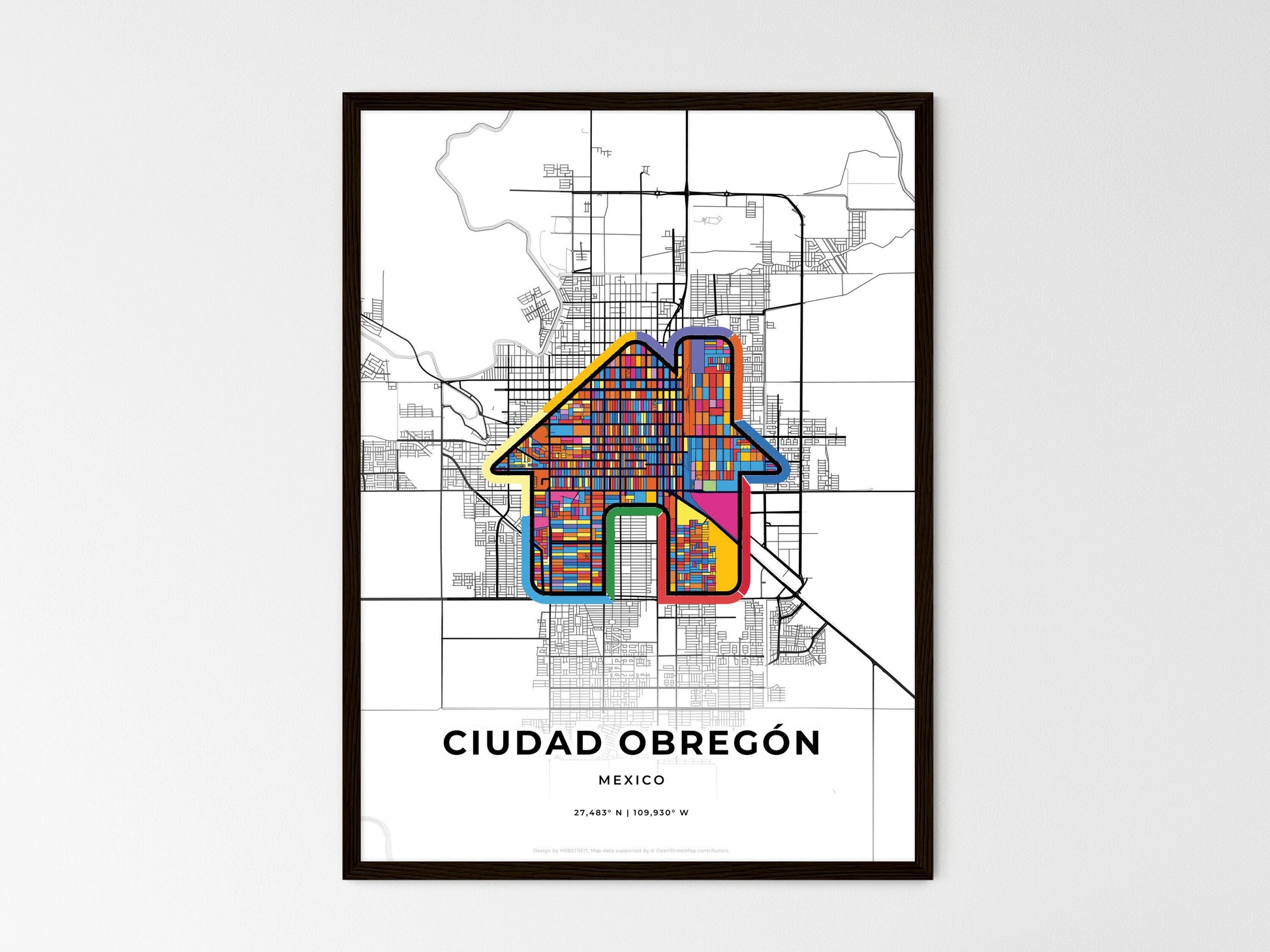 Ciudad Obregón Mexico wedding art map with home icon