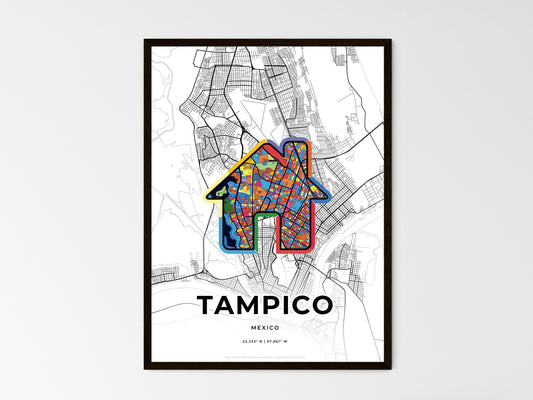 Tampico Mexico wedding art map with home icon