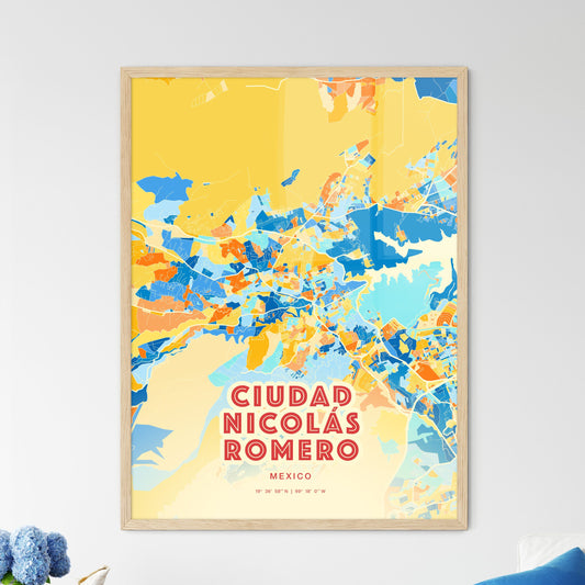 Colorful CIUDAD NICOLÁS ROMERO MEXICO Fine Art Map Blue Orange