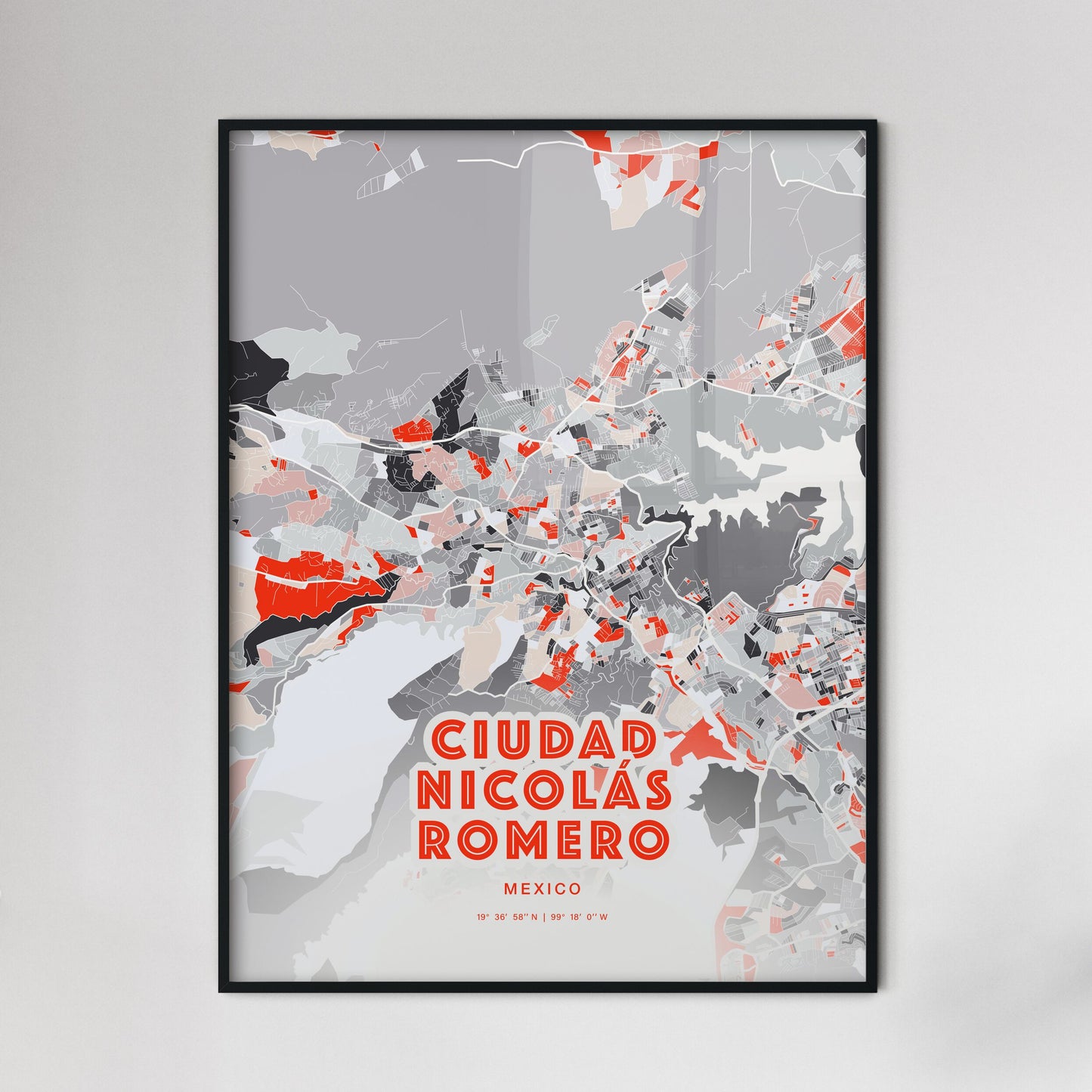 Colorful CIUDAD NICOLÁS ROMERO MEXICO Fine Art Map Modern