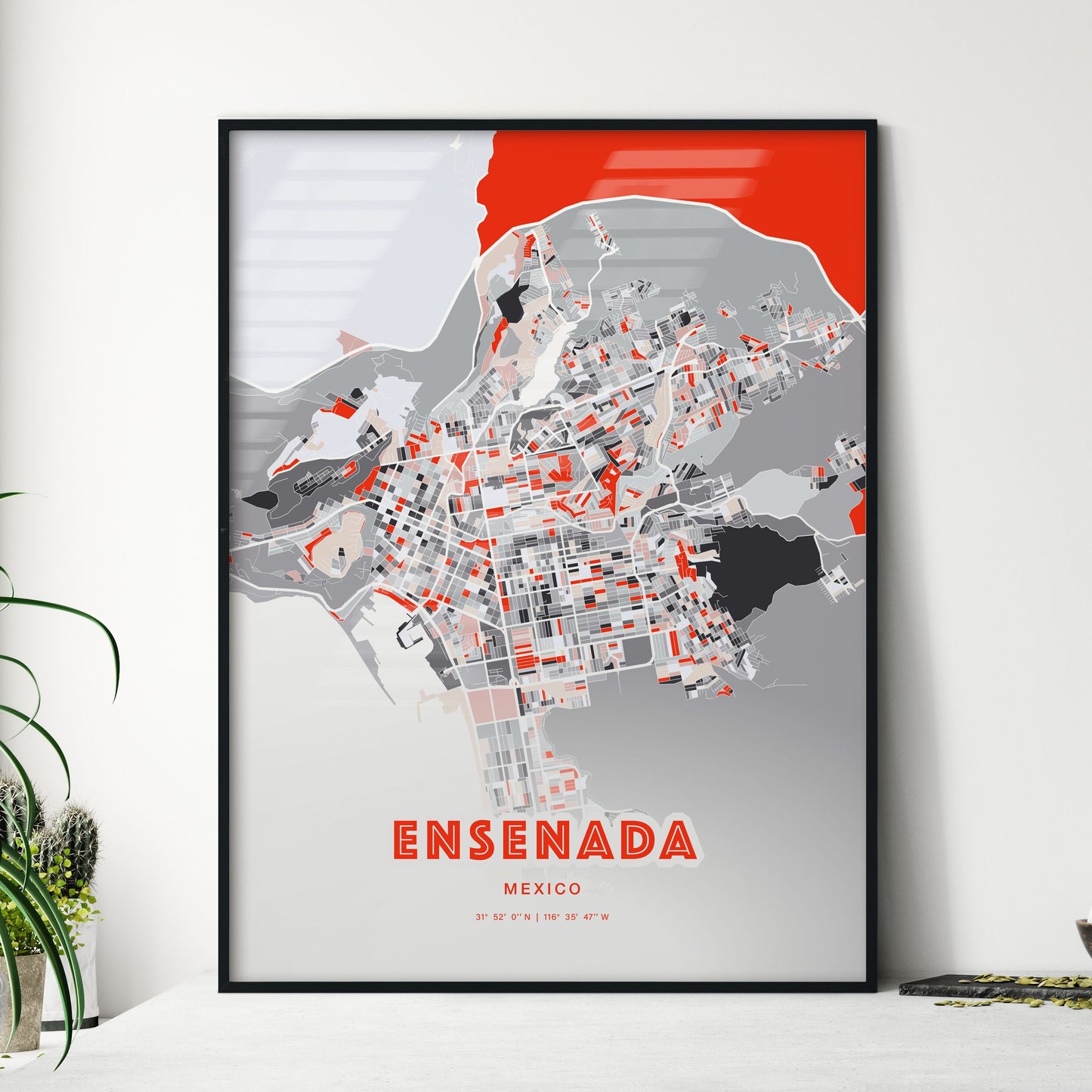 Colorful ENSENADA MEXICO Fine Art Map Modern