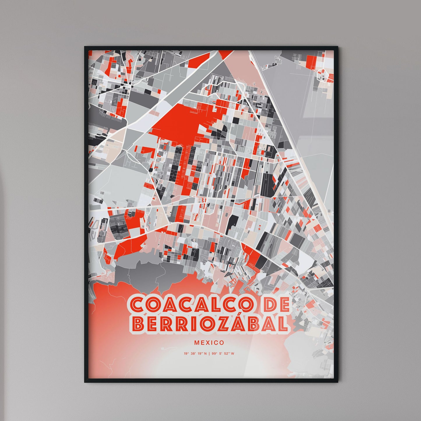 Colorful COACALCO DE BERRIOZÁBAL MEXICO Fine Art Map Modern