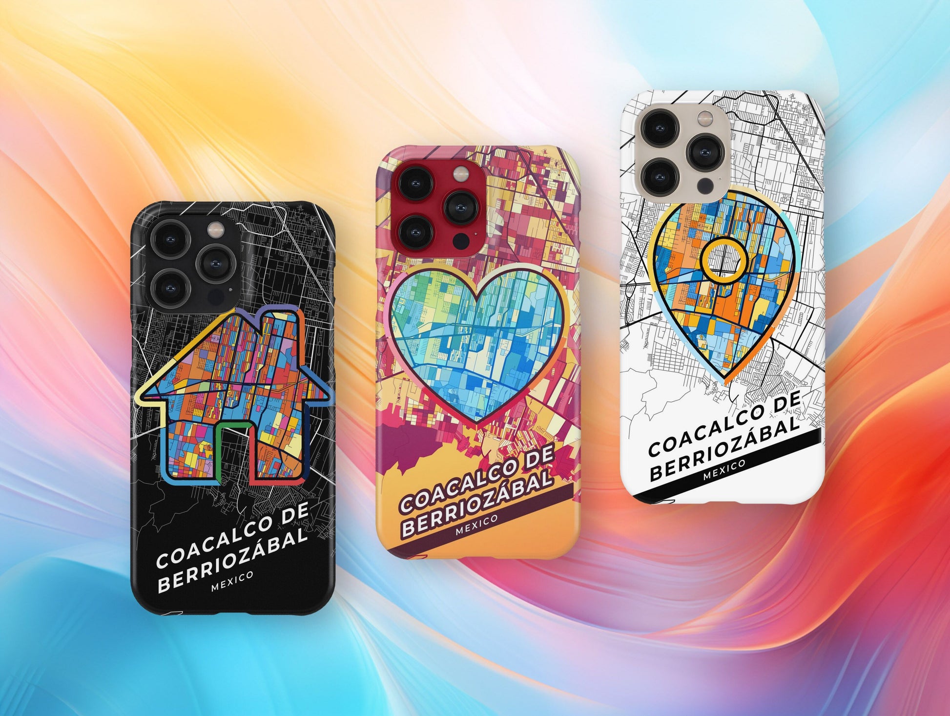 Coacalco De Berriozábal Mexico slim phone case with colorful icon. Birthday, wedding or housewarming gift. Couple match cases.