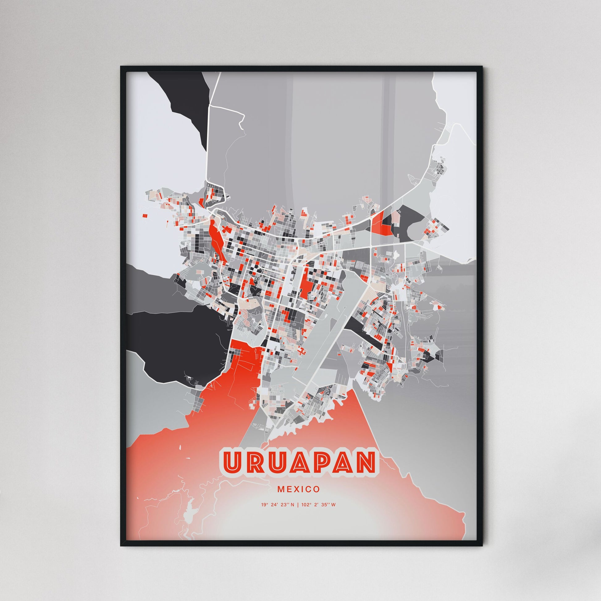 Colorful URUAPAN MEXICO Fine Art Map Modern