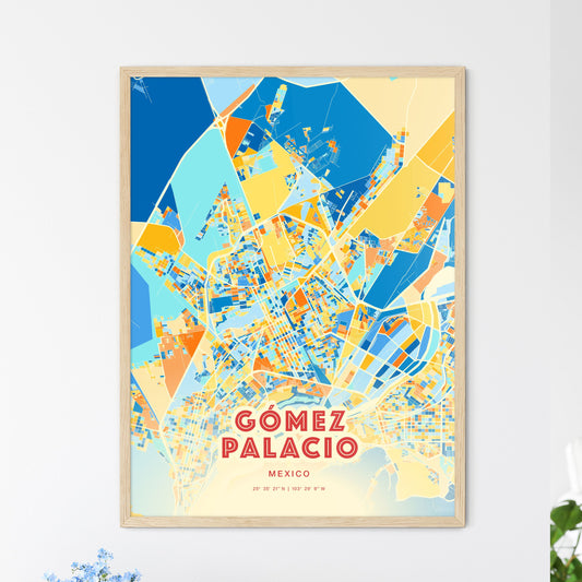 Colorful GÓMEZ PALACIO MEXICO Fine Art Map Blue Orange