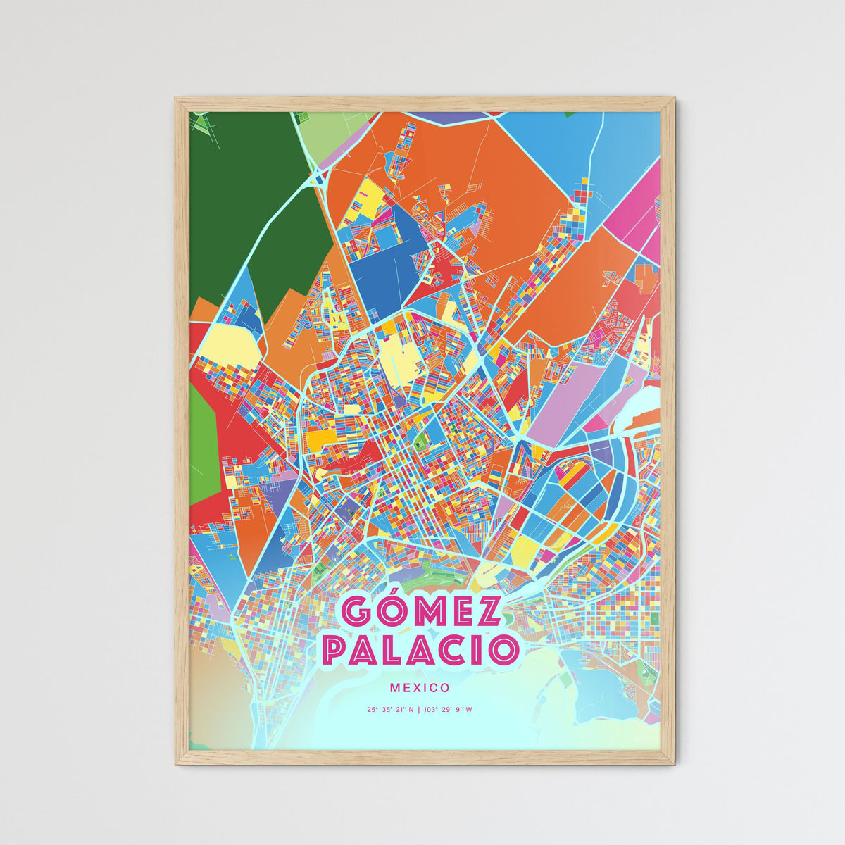 Colorful GÓMEZ PALACIO MEXICO Fine Art Map Crazy Colors