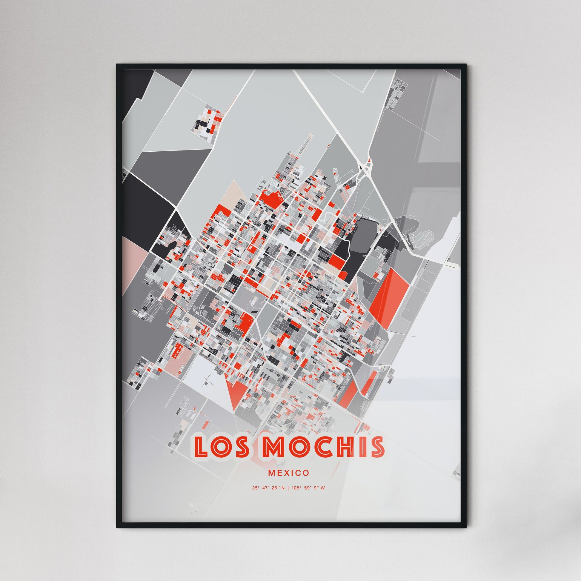 Colorful LOS MOCHIS MEXICO Fine Art Map Modern