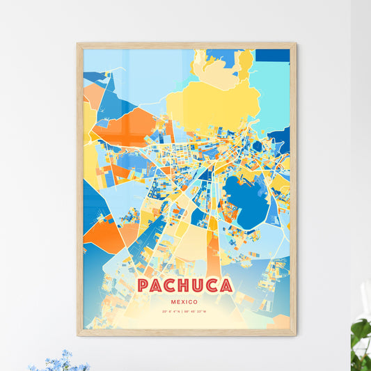 Colorful PACHUCA MEXICO Fine Art Map Blue Orange