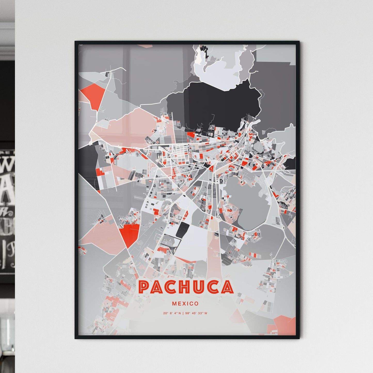 Colorful PACHUCA MEXICO Fine Art Map Modern