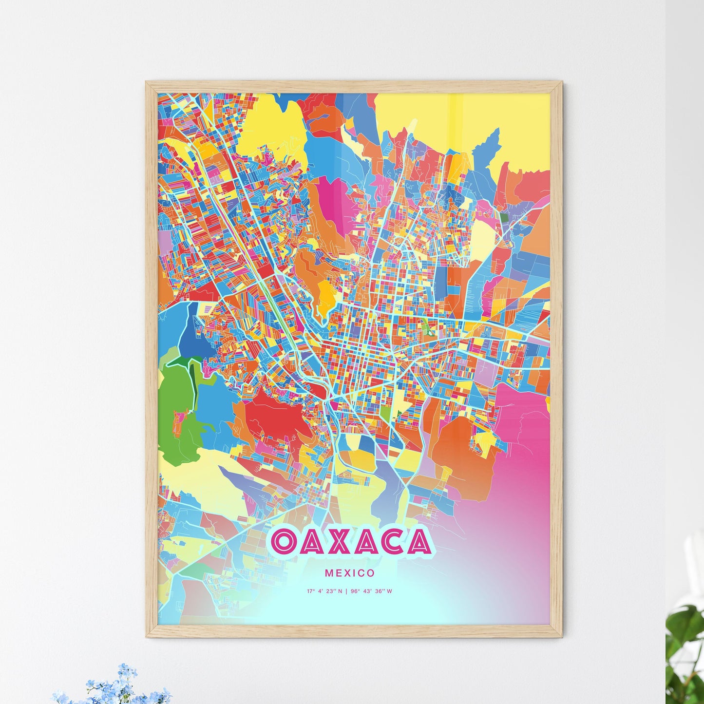 Colorful OAXACA MEXICO Fine Art Map Crazy Colors