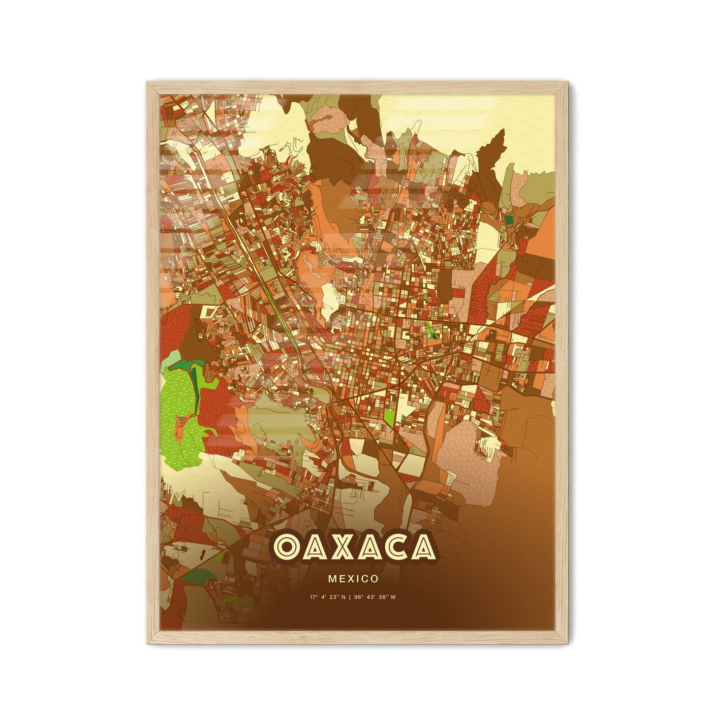 Colorful OAXACA MEXICO Fine Art Map Farmhouse