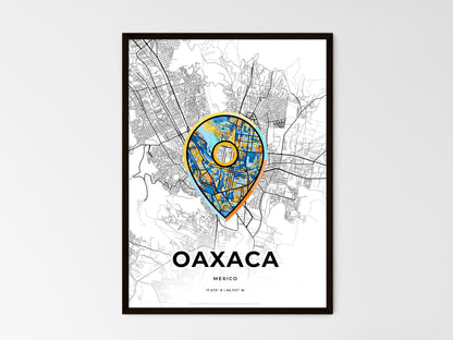OAXACA MEXICO minimal art map with a colorful icon. Style 1