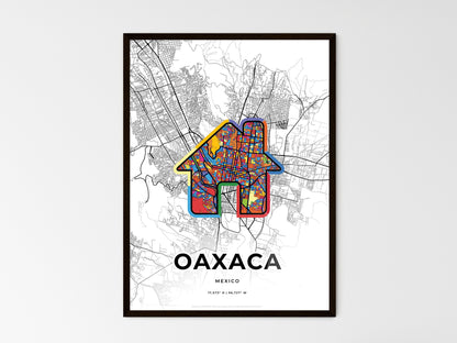 OAXACA MEXICO minimal art map with a colorful icon. Style 3