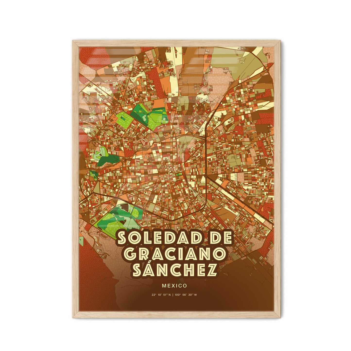 Colorful SOLEDAD DE GRACIANO SÁNCHEZ MEXICO Fine Art Map Farmhouse