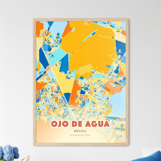 Colorful OJO DE AGUA MEXICO Fine Art Map Blue Orange